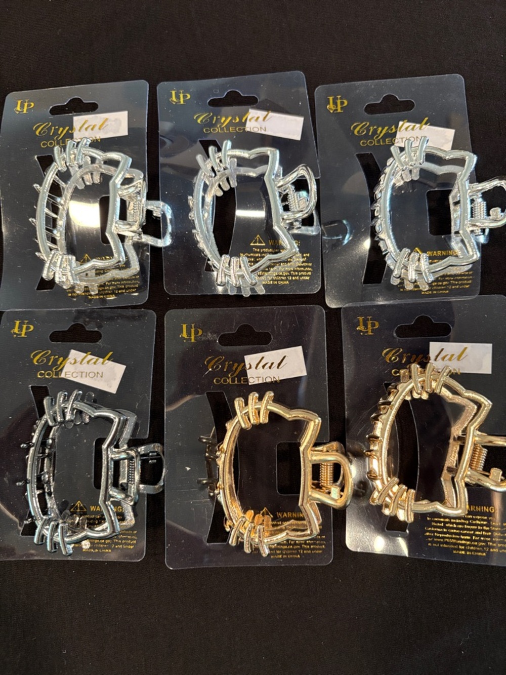 Crystal Collection Metal Hello Kitty Hair Claw Clips - Set Of 6